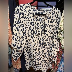 Tahari blue animal print top. Size medium.